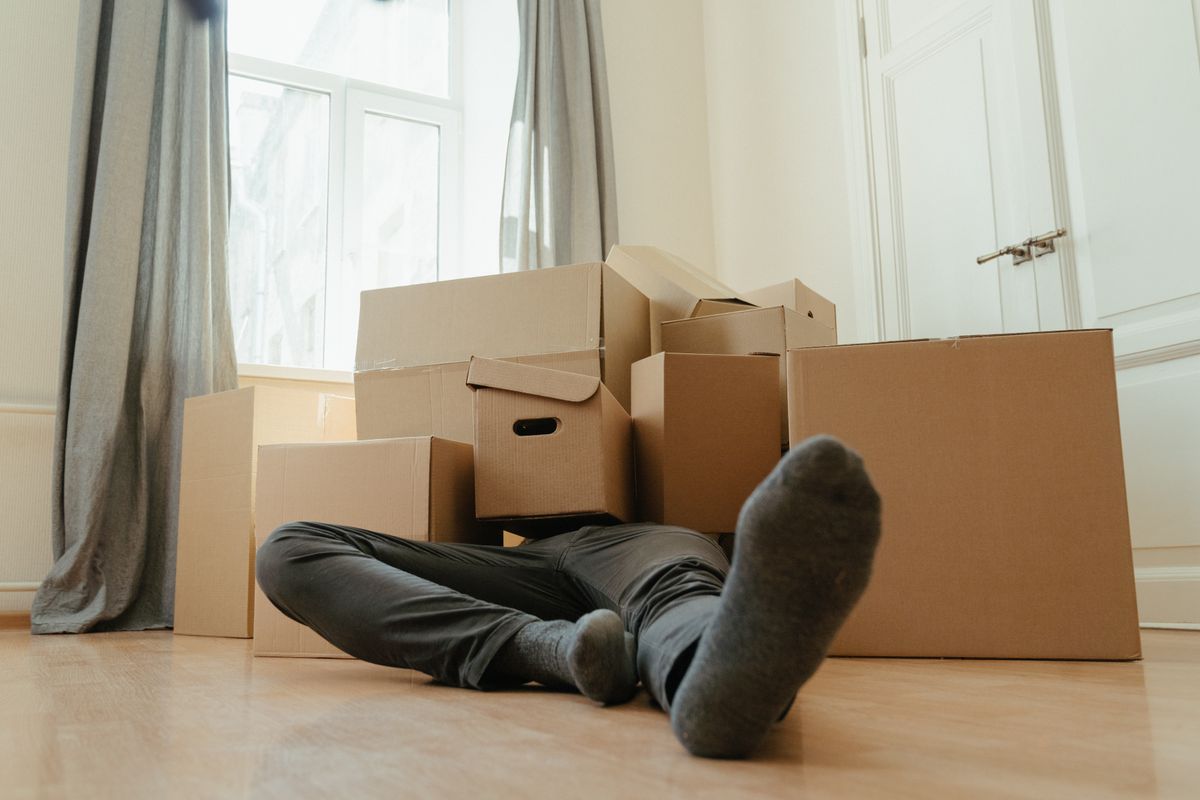Cajas de mudanza apiladas